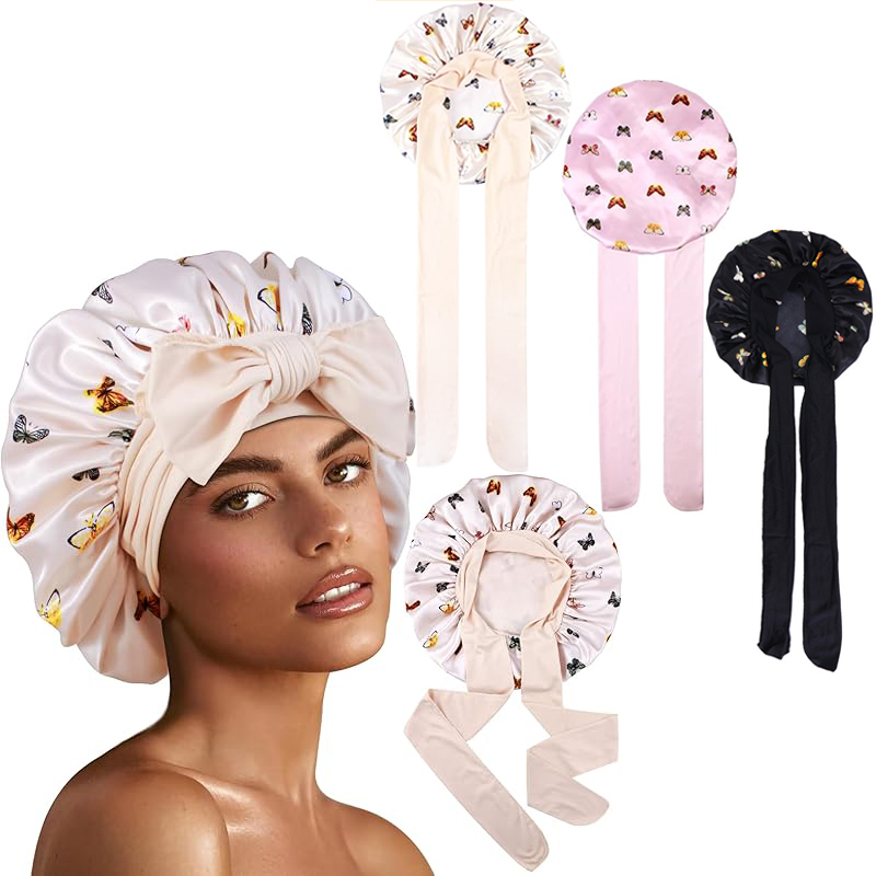 Satin Hair Bonnet - Yeni Çiçek Desenli İpeksi Uyku Bonesi