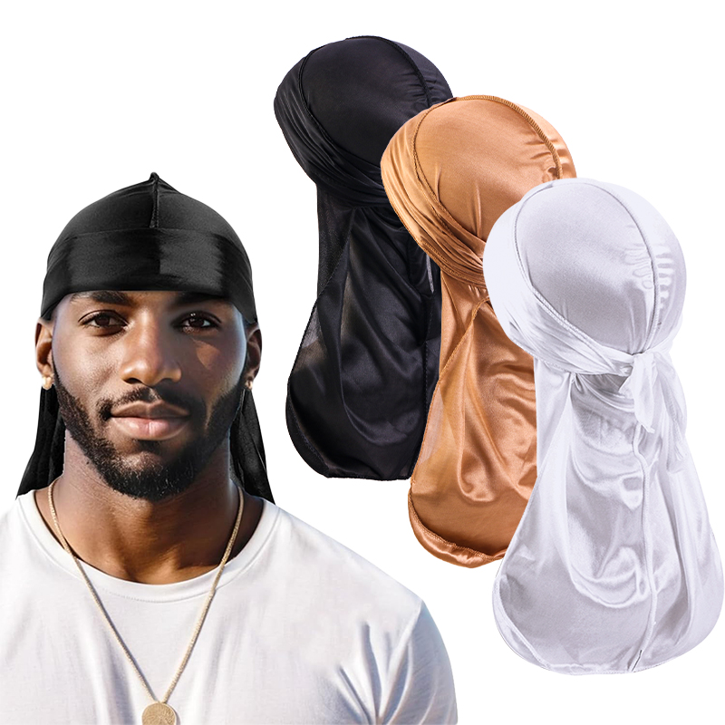 Satin Hair Bonnet - 3 adet/grup Uzun Durag Ipek Saten