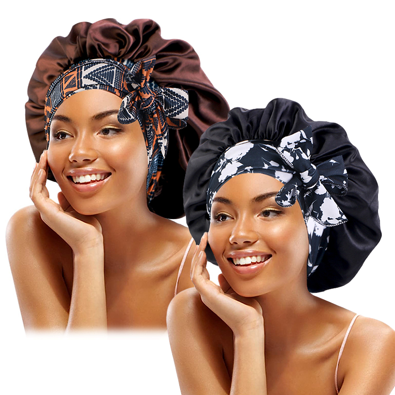 Satin Hair Bonnet - 2 adet/grup Boho Baskılı Kafa Bandı