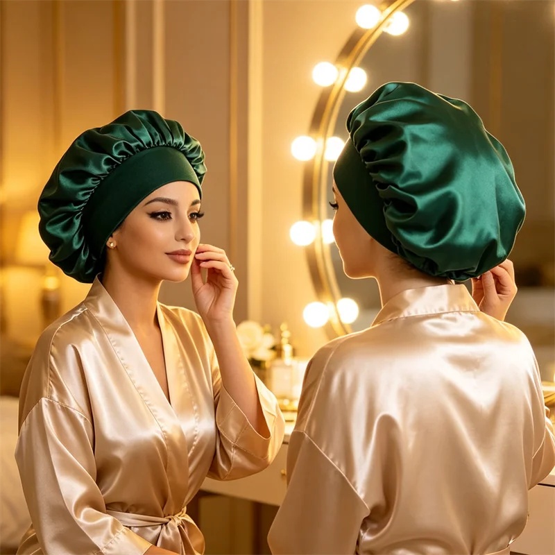 Satin Hair Bonnet - Düz Renk Saten Gecelik Kadınlar İçin